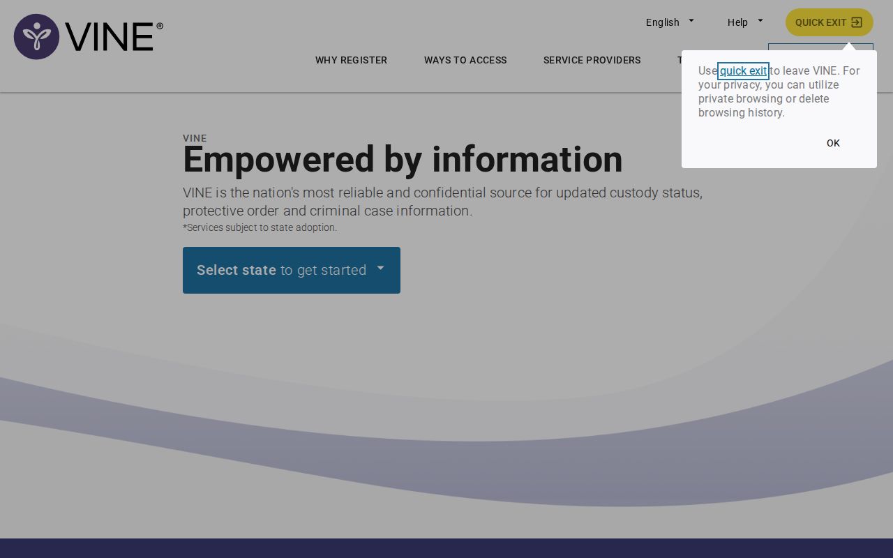 VINELink West Virginia inmate search and notification interface