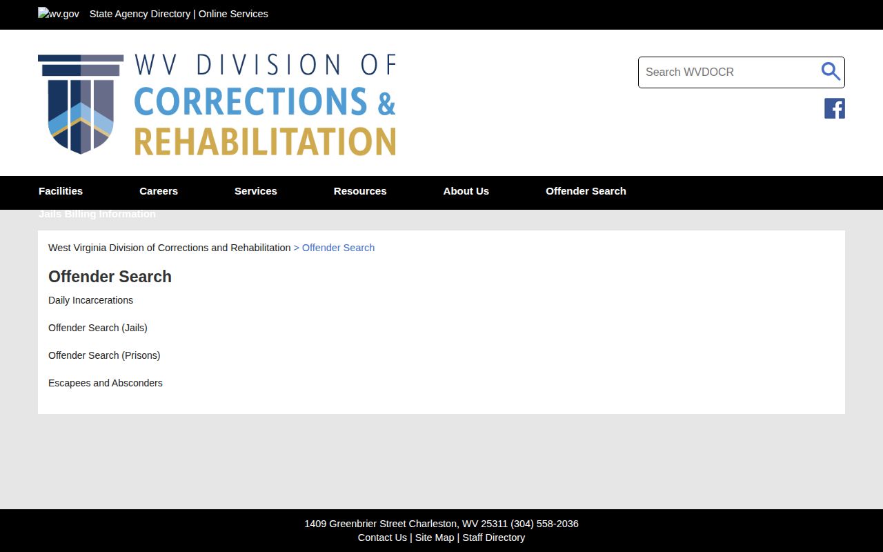Wyoming County released inmate WVDCR offender search gateway